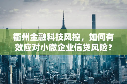 衢州金融科技风控，如何有效应对小微企业信贷风险？