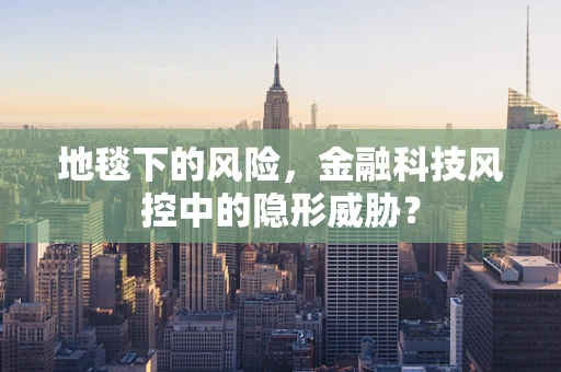 地毯下的风险，金融科技风控中的隐形威胁？
