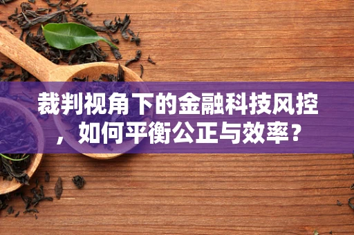 裁判视角下的金融科技风控，如何平衡公正与效率？