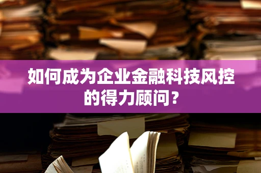 如何成为企业金融科技风控的得力顾问？