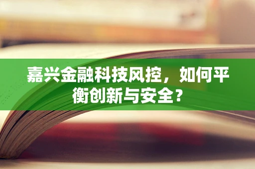 嘉兴金融科技风控，如何平衡创新与安全？