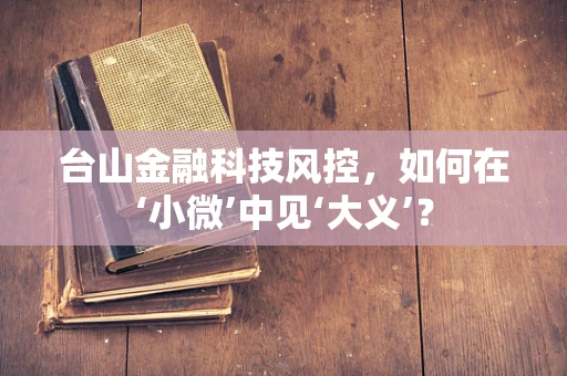 台山金融科技风控，如何在‘小微’中见‘大义’？