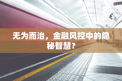 无为而治，金融风控中的隐秘智慧？