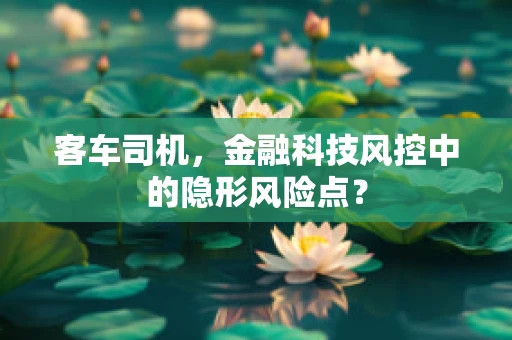 客车司机，金融科技风控中的隐形风险点？