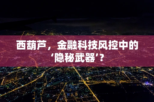 西葫芦，金融科技风控中的‘隐秘武器’？