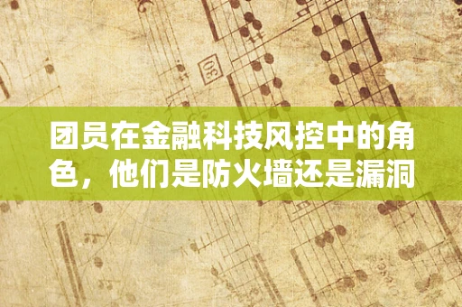 团员在金融科技风控中的角色，他们是防火墙还是漏洞？