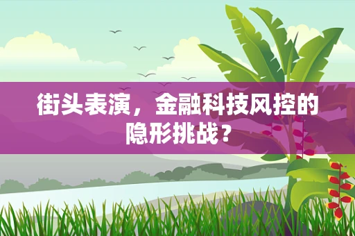 街头表演，金融科技风控的隐形挑战？