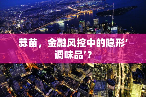 蒜苗，金融风控中的隐形‘调味品’？