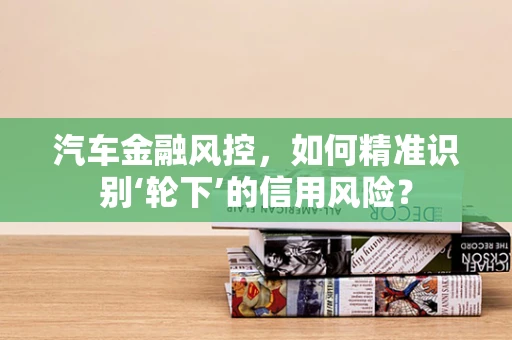 汽车金融风控，如何精准识别‘轮下’的信用风险？