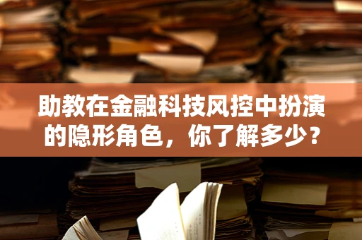 助教在金融科技风控中扮演的隐形角色，你了解多少？