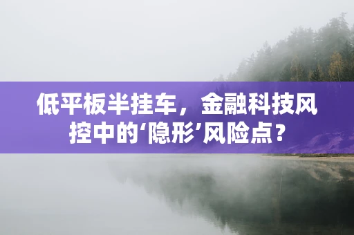 低平板半挂车，金融科技风控中的‘隐形’风险点？