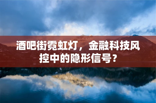 酒吧街霓虹灯，金融科技风控中的隐形信号？