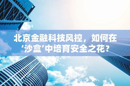 北京金融科技风控，如何在‘沙盒’中培育安全之花？