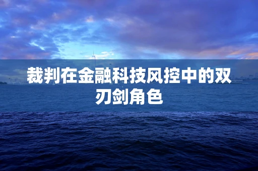 裁判在金融科技风控中的双刃剑角色