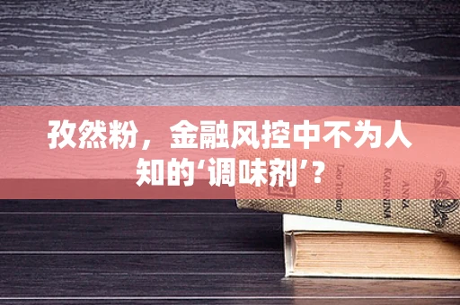 孜然粉，金融风控中不为人知的‘调味剂’？