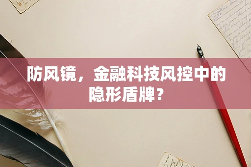防风镜，金融科技风控中的隐形盾牌？
