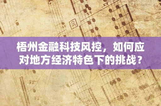 梧州金融科技风控，如何应对地方经济特色下的挑战？