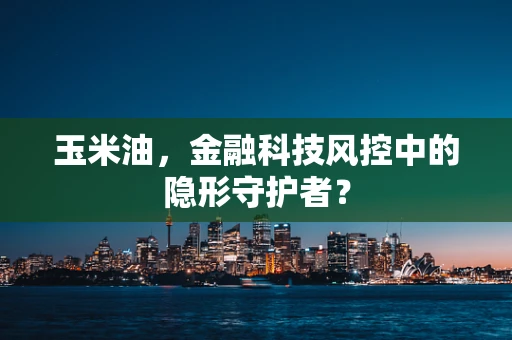 玉米油，金融科技风控中的隐形守护者？