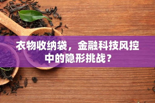 衣物收纳袋，金融科技风控中的隐形挑战？