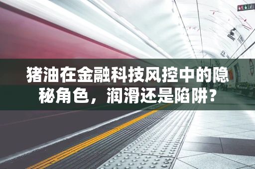 猪油在金融科技风控中的隐秘角色，润滑还是陷阱？