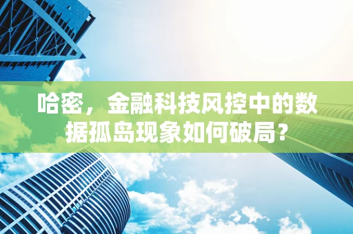 哈密，金融科技风控中的数据孤岛现象如何破局？