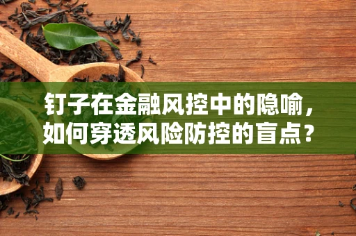 钉子在金融风控中的隐喻，如何穿透风险防控的盲点？