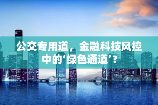 公交专用道，金融科技风控中的‘绿色通道’？