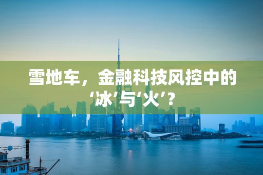 雪地车，金融科技风控中的‘冰’与‘火’？