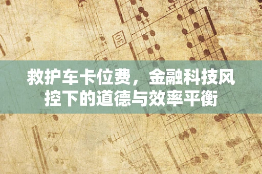 救护车卡位费，金融科技风控下的道德与效率平衡