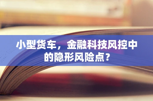 小型货车，金融科技风控中的隐形风险点？