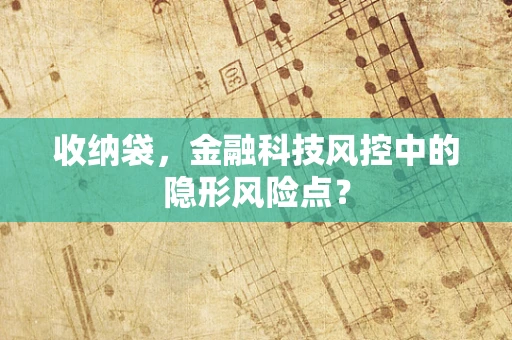 收纳袋，金融科技风控中的隐形风险点？