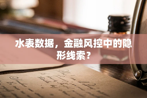 水表数据，金融风控中的隐形线索？