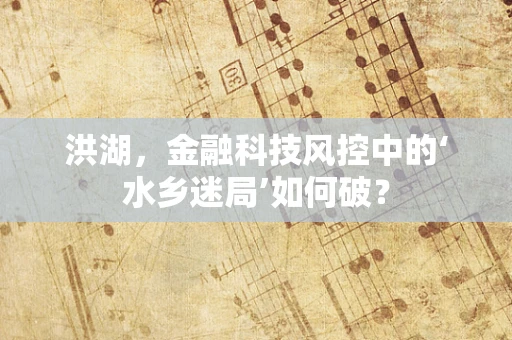 洪湖，金融科技风控中的‘水乡迷局’如何破？