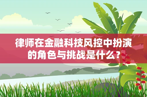 律师在金融科技风控中扮演的角色与挑战是什么？