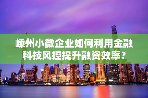 嵊州小微企业如何利用金融科技风控提升融资效率？