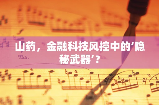 山药，金融科技风控中的‘隐秘武器’？