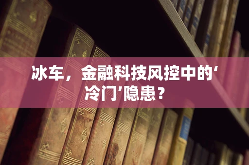 冰车，金融科技风控中的‘冷门’隐患？