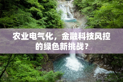 农业电气化，金融科技风控的绿色新挑战？