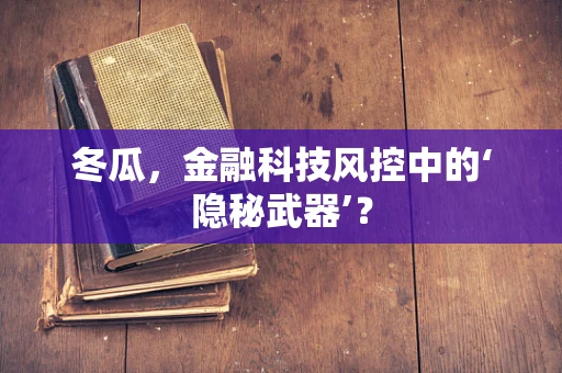 冬瓜，金融科技风控中的‘隐秘武器’？