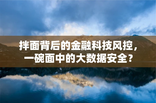 拌面背后的金融科技风控，一碗面中的大数据安全？