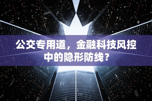 公交专用道，金融科技风控中的隐形防线？