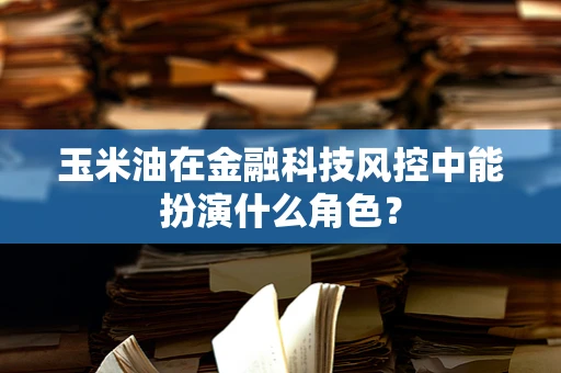 玉米油在金融科技风控中能扮演什么角色？