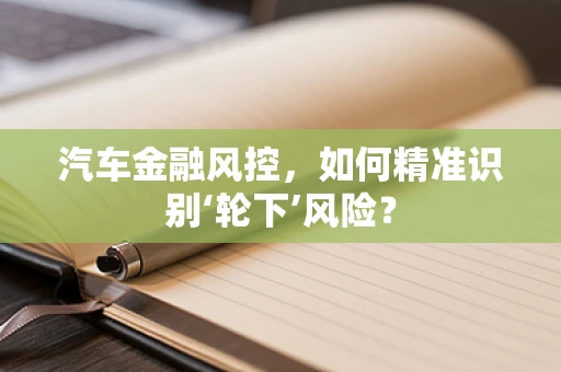 汽车金融风控，如何精准识别‘轮下’风险？