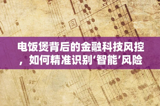 电饭煲背后的金融科技风控，如何精准识别‘智能’风险？