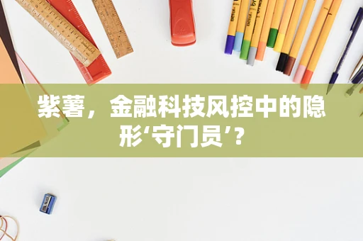 紫薯，金融科技风控中的隐形‘守门员’？