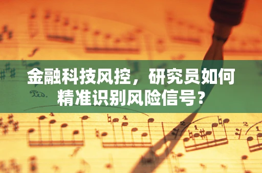 金融科技风控，研究员如何精准识别风险信号？