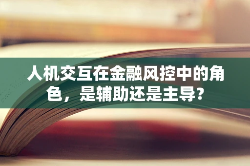 人机交互在金融风控中的角色，是辅助还是主导？