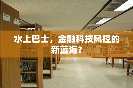 水上巴士，金融科技风控的新蓝海？