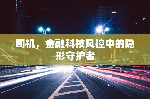 司机，金融科技风控中的隐形守护者