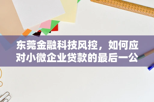 东莞金融科技风控，如何应对小微企业贷款的最后一公里难题？